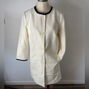 Talbots‎ Cream Black Trim Jacket Coat Sz 10